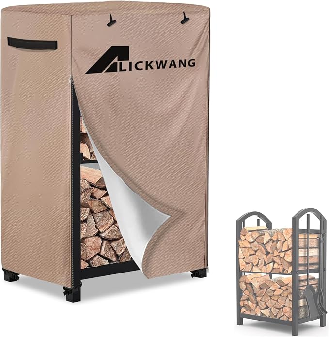 17 Inch Firewood Rack Cover,Heavy Duty 600D Waterproof Outdoor Firewood Storage Rack Cover,Wood Rack Cover for 2-Tiers Small Log Holders for Firewood.(14" D x 17" W x 30" H,Cover Only)