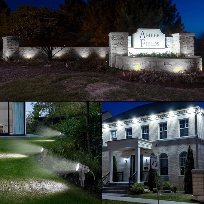 T-SUNUS Christmas Solar Landscape Spotlights White 6000K Metal, Garden Spot Lights Outdoor IP65 Waterproof 9.8ft Cable Separated Panel, Auto On/Off for Tree Flag Driveway Pathway Halloween Pool Area