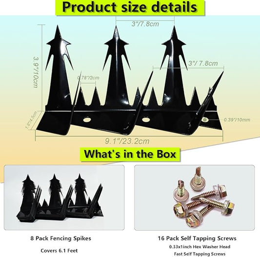 Metal Anti Climb Spikes for Fences and Walls. Effectively Avoided Invaders Climbing Attempts. (Size74 inches)