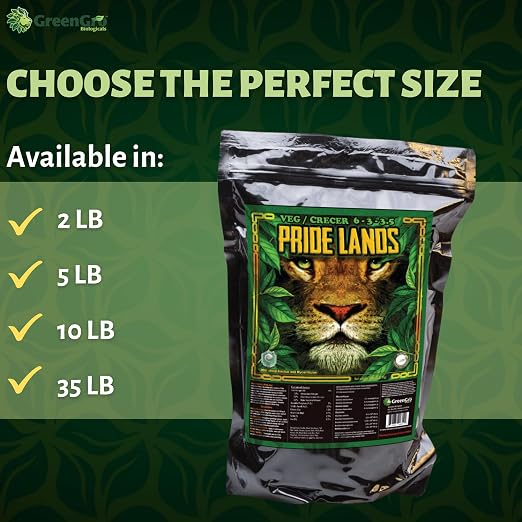 GreenGro Pride Lands Veg 6-3-3.5 | Organic Dry Top Dress Fertilizer | Microbes + Biochar + Mycorrhizae + Amendments | Vegetative Stage Plant Food | Bigger Yields | Indoor & Outdoor | 5 lb