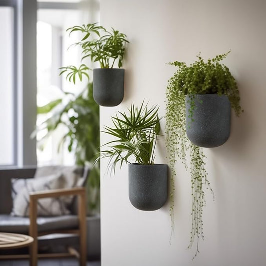 LA JOLIE MUSE Wall Hanging Planters for Indoor Plants,Hanging Flower Pots for Air Plants Succulent, Set of 2, 5.7L*4.1W*7H, Weathered Gray