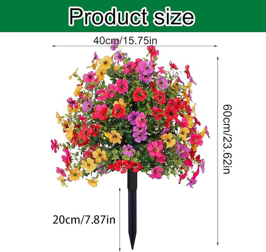 24 Inch Artificial Flower Stake Outdoor Decor - Multi-Color Garden Stakes for Yard & Lawn, No Fade Heavy Duty Plastic, All Season Decoration (Mixed Color)