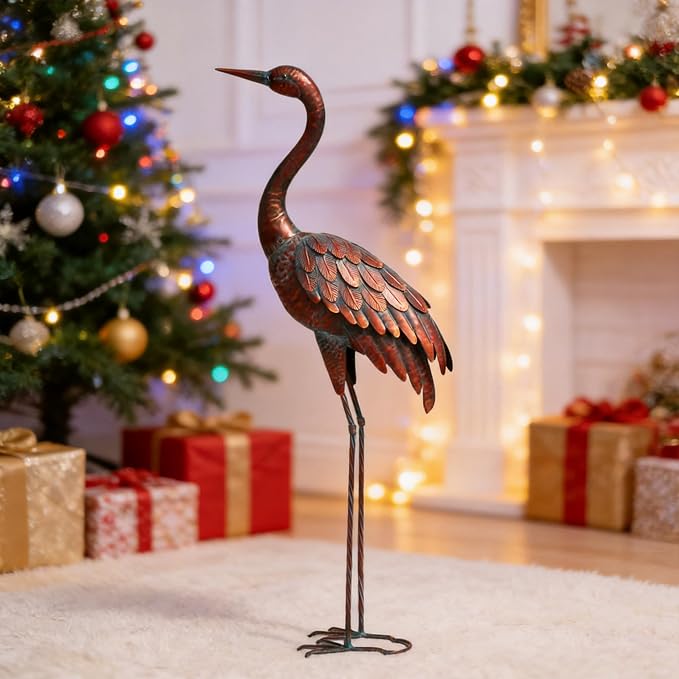 chisheen Outdoor Garden Crane Statues and Sculptures Metal Yard Art Statue for Garden Decoration Large Size