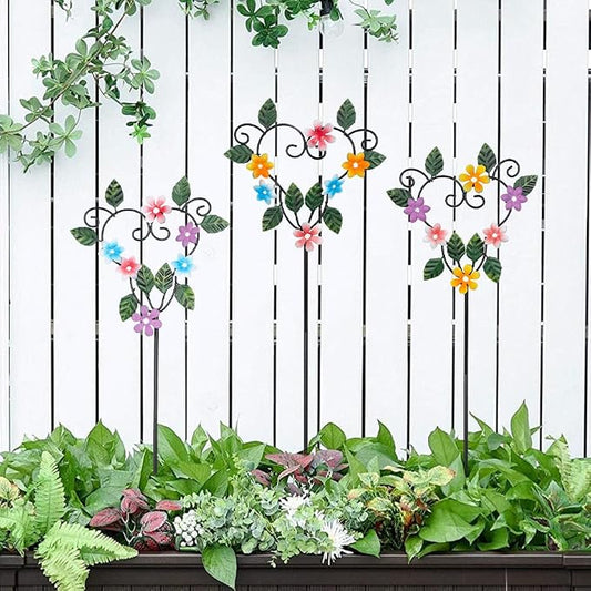 Metal Flowers Decorative Garden Stakes, 22.1 ''H Heart Shape Metal Flowers for Outside Yard Art Garden Stakes,Spring Outdoor Decor Housewarming Present for Women Mom Grandma