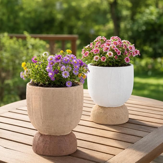 DREAMLOOM 6.4Inch Coarse-Grained Terracotta Pots for Succulents, 2Pcs Flower Planters with Drainage Holes, Bonsai, Cactus Aloe, Herbs, Orchid, Rustic Color