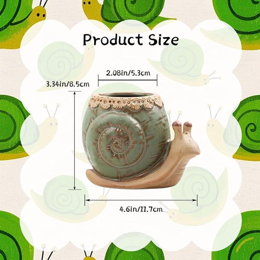 Snail Planter Small Ceramic Planter Pot Animal Planters Small Succulent Pots with Drainage Snail Decor for Living Room Room Office Desktop Decoration (Plants Not Included)