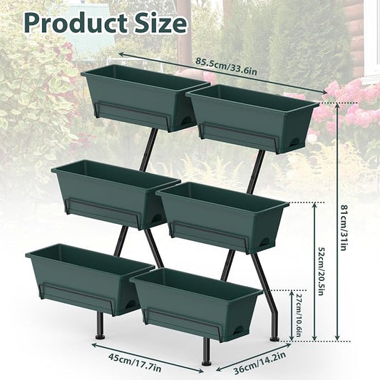 Sunexinlo Vertical Garden Planter Freestanding Raised Bed for Herbs Flowers Vegetables, Indoor Outdoor for Patio Balcony Deck