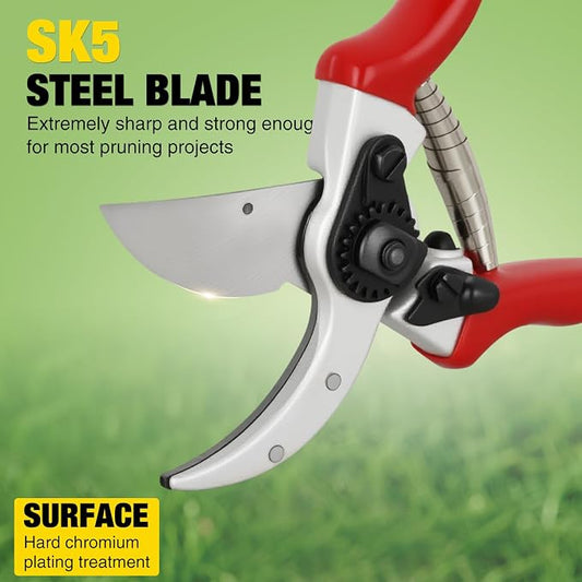 Yesker Pruning Shears Pruners for Gardening 8.5 in Professional Bypass Garden Scissors with Sharp SK5 Steel Blade Heavy Duty Hand Garden Shears Clippers for Branch Flower Plant Trimming Cutting Tools