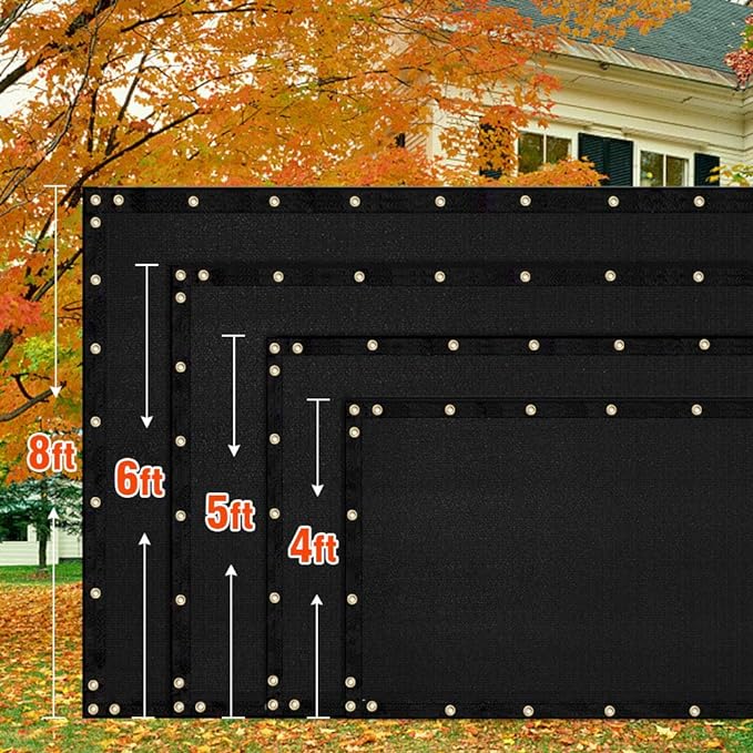 iCover 4x11.5ft Fence Privacy Screen, Heavy Duty Fencing Panels Screens, Outdoor Shade Cloth Mesh Barrier, Reinforced Bindings and Brass Grommets, Cable Zip Ties Included, Black