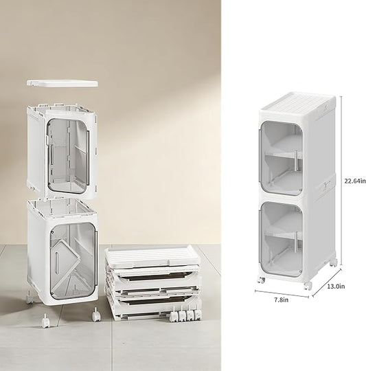 LXLXXL Narrow Storage Cabinet Slim Bathroom Storage Cabinet with Movable Wheels Tall Bathroom Organizer Skinny Cabinet for Small Spaces๏ผ2-Tier White