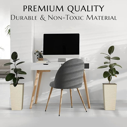 Mueller Janska M-Resin Heavy Duty Tall Planter, Indoor/Outdoor Grande Plant, Tree, Flower Pot, 2-Piece Set, 27.5”, Modern Design, Built-in Drainage, Beige