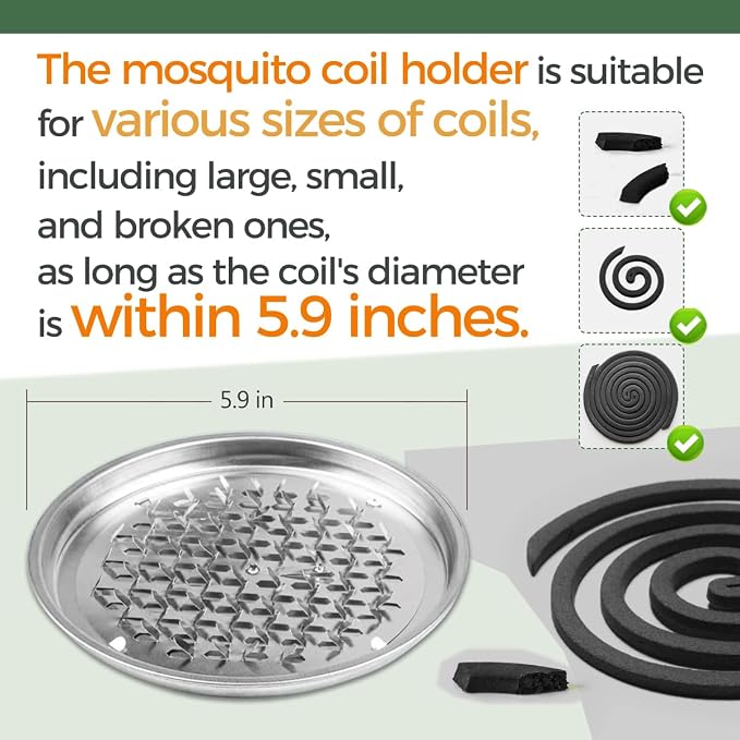 20 Pack Mosquito Repellent Coils, Natural Citronella Mosquito Coils Outdoor Indoor - 7 Hour Long Lasting Bug Repellent for Yard, Camping - Plant Based Insect Control with 1 Holder 2 Stands