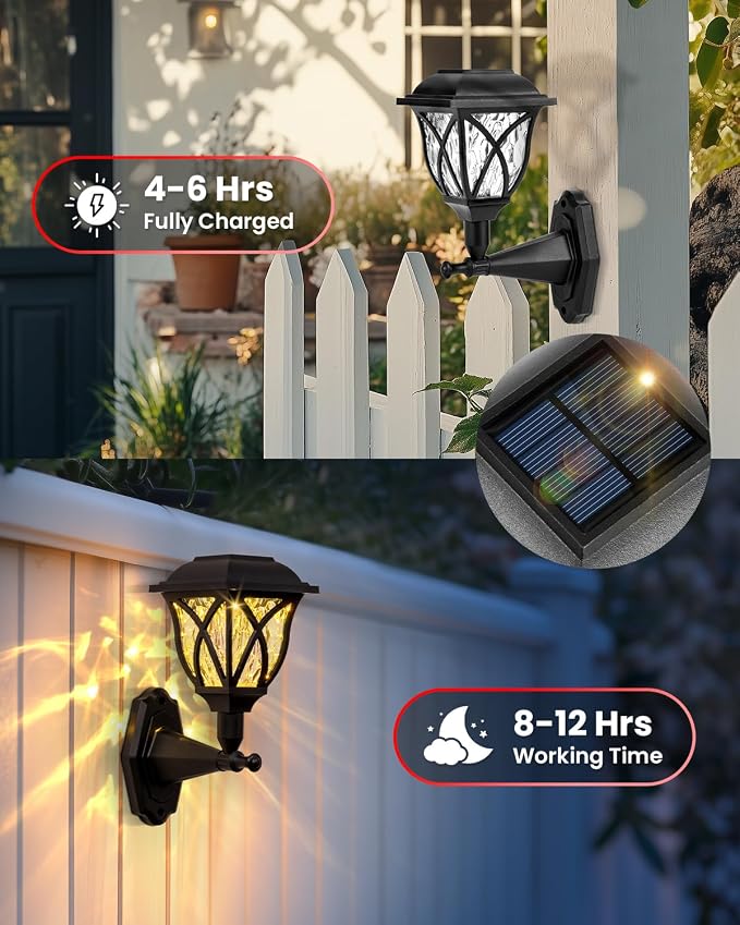TISEJOY Solar Wall Lantern Outdoor Playhouse Light, Waterproof Decorative Solar Powered for Playground, Tree House, Storage Shed, Dog House, Garden Wall, Fence, Backyard, Outdoor Accessories (2 Pack)