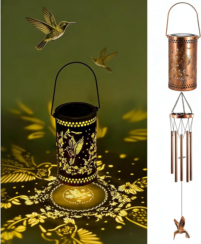 Solar Wind Chimes for Outside, 36" Hummingbird Hanging Solar Lantern for Mom, Christmas Windchimes Outdoors Gifts,Garden Decor led Lights Wind Chime for Patio Yard, for Women Grandma