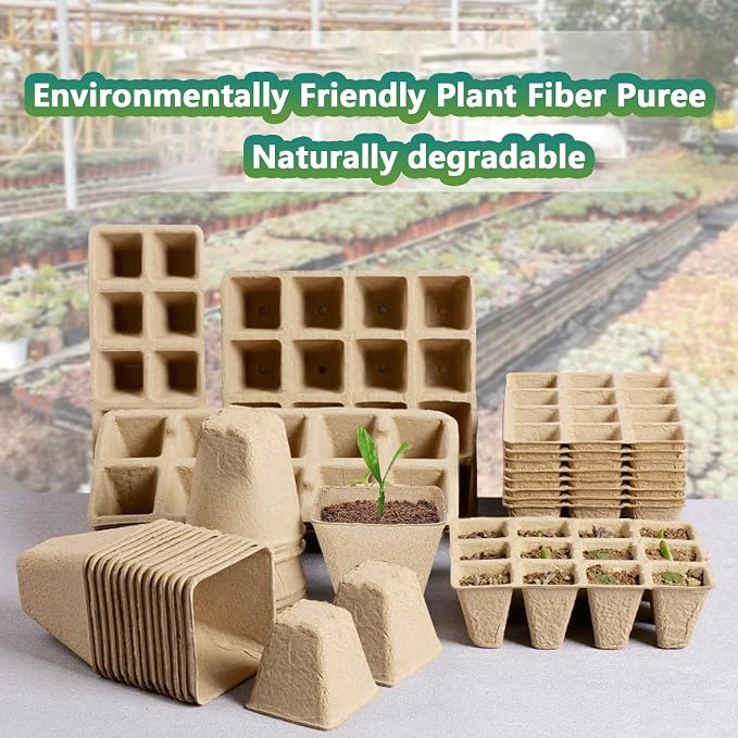 120 Cells Seed Starter Tray, 10 Pack Plant Starter Kit | Biodegradable Peat Pots with 100 Labels, Seed Starter Kit for Seedlings, Herbs, Vegetables, Indoor and Outdoor Gardening