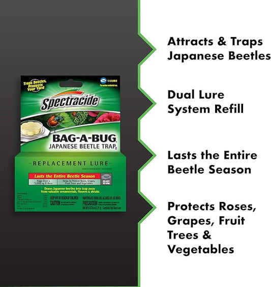 Spectracide Bag-A-Bug Japanese Beetle Trap, Replacement Lure, 1 Count, Pack of 12