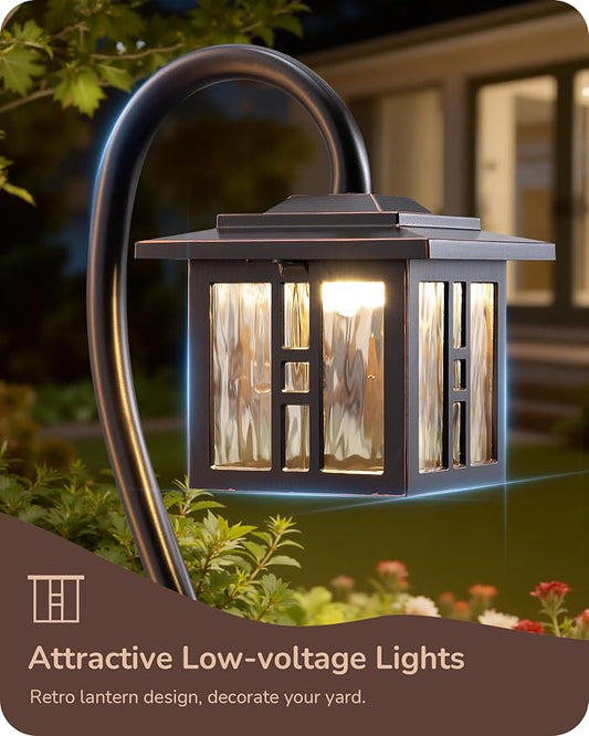 EDISHINE Low Voltage Landscape Lighting, 3W 185LM Oil-Rubbed Bronze Outdoor Landscape Path Lights, Low Voltage Pathway Lights for Garden Driveway, Die-Cast Aluminum, 50,000H, 6-Pack