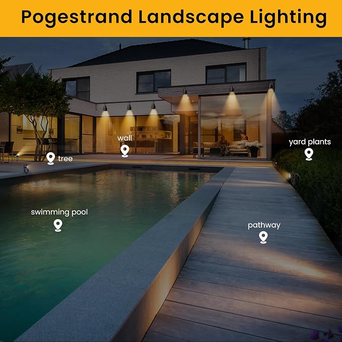 Low Voltage Landscape Lighting,10 Pack Outdoor LED Landscape Spotlights with Transformer 27V Garden Lights Pathway Lights IP65 Waterproof 3000K Warm White