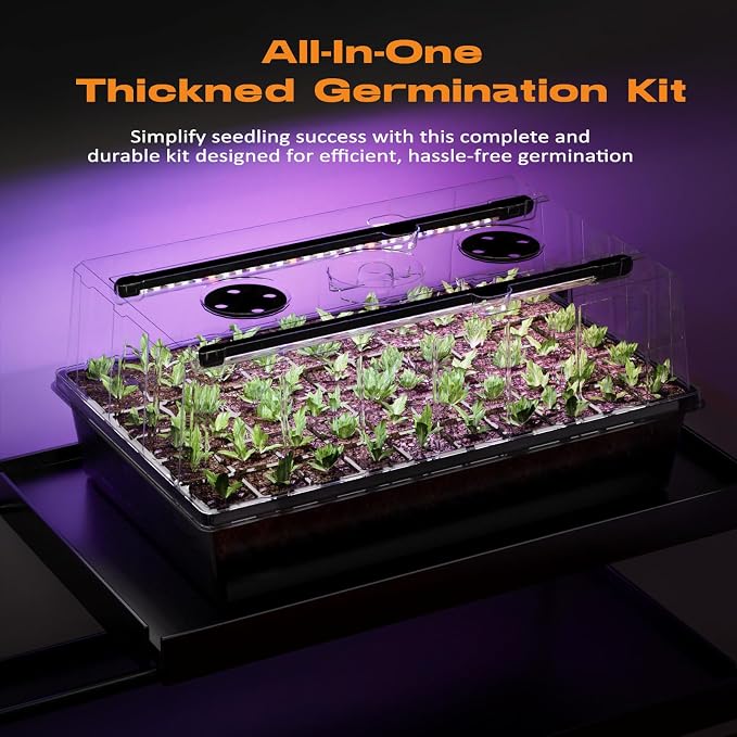 Patigrow 120-Cell Self-Watering Seed Starter Tray with Grow Light, Seed Starter Kit with 4.07” Humidity Dome, Indoor Seedling Starter Tray, Seed Starting Trays for Plant Germination, Seeds Growing