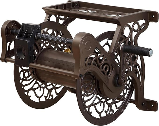 Liberty Garden 707-P Decorative Wall Mount Hose Reel with Plastic Guide, Bronze