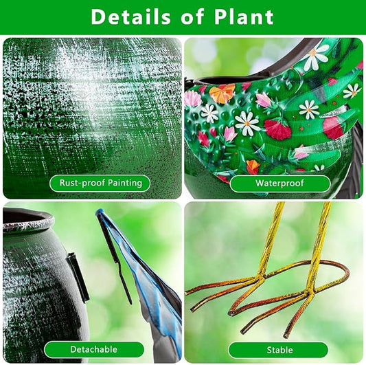 Planters for Outdoor Plants Green Peacock, Metal Planters Peacock Gifts for Women, 24.8Inch Unique Outdoor Planter Peacock Decor for Porch Garden Patio and Yard