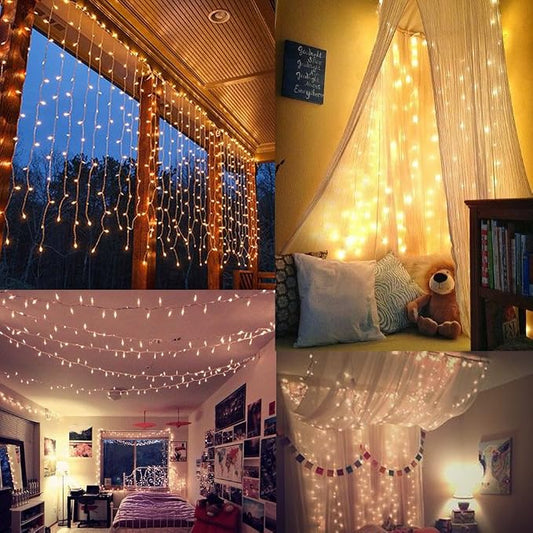 Twinkle Star 600 LED Window Curtain String Light for Wedding Party Home Garden Bedroom Outdoor Indoor Wall, Warm White | Wedding Party Home Garden Bedroom Decorations, Outdoor Indoor Wall, Christmas Decorations