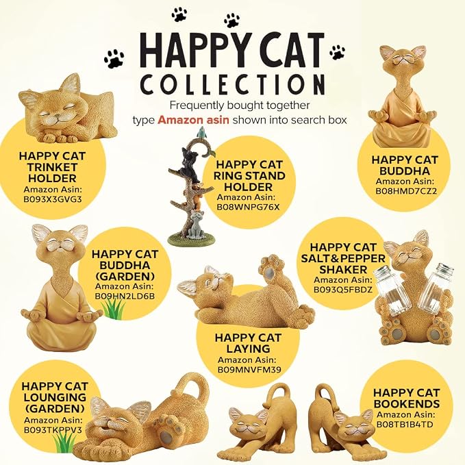 Meditating Happy Cat Statue – Zen Mindfulness Decor for Cat Lovers