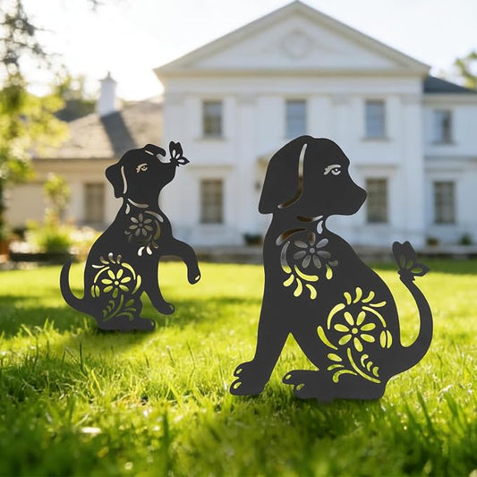 Dog Metal Decorative Garden Stakes, Rust Proof Dog Metal Black Silhouette Decor Garden Stakes for Yard Patio Lawn Decorations, Dogs Outdoor Decor Gifts for Women/Men