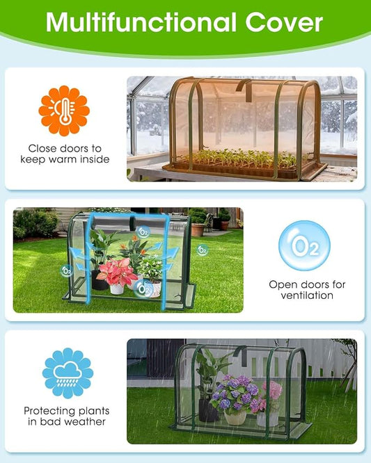 Mini Greenhouse Indoor Outdoor, 23.6*16.2*12.2 Inch Portable Tabletop Plant Greenhouse for Plant Growth and Seedling Propagation, Small Greenhouses for Garden Balcony Windowsill Home Use