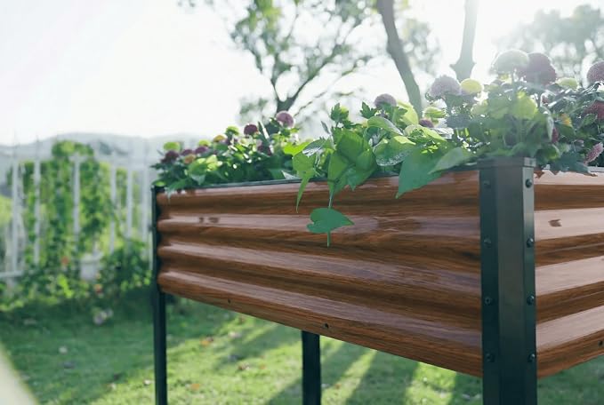 SnugNiture Raised Garden Bed with Legs, 2PCS 48×18×32in Outdoor Metal Elevated Raised Planter Box for Backyard, Patio, Balcony