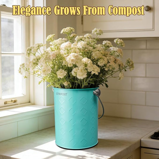 AOSION Countertop Compost Bin Kitchen,Odorless Indoor Compost Bin with Lid | 1 Gallon Composter Container,Removable Inner Bucket,50 Compost Bags,2 Carbon Filters,ideal for food scraps,coffee grounds