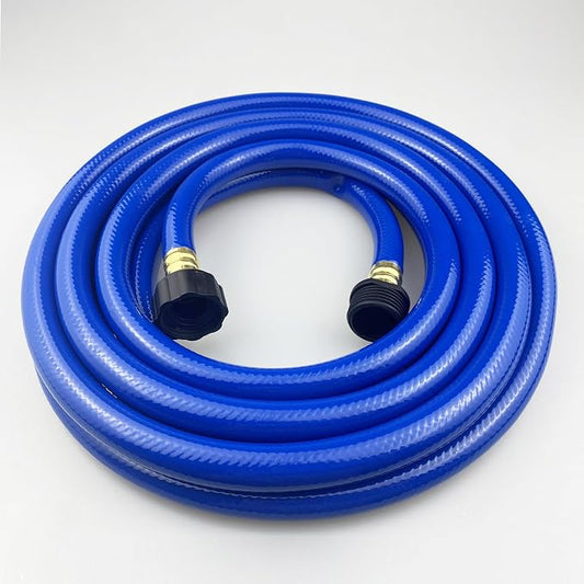 Darnassus PVC Garden Hose 1/2 Inch, 15 FT Flexible Water Hose Blue with Male and Female Plastic Fittings - No Leaking and Lightweight for Household Outdoors Lawns Patio