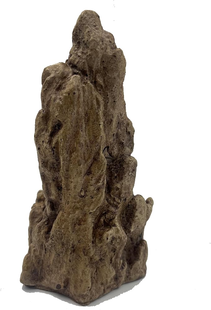 Fish Tank Decorations, Large Aquarium Decor Accessories with Heavy Concrete Rock Mountain, Bearded Dragon Hideout, Reptile & Amphibian Habitat Hideouts, Weighted Cave Stone (Brown Mountain)