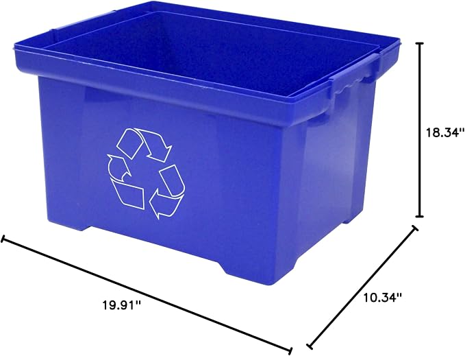 Storex 9 Gallon Recycle Bin, Blue (STX61549U01C)
