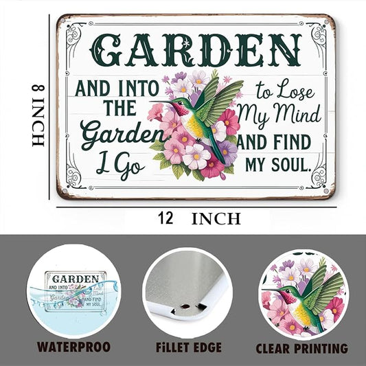 mmiishe Vintage Metal Garden Signs Wall Decor Gifts for Women Rustic Metal Art for Home Gate Garden Bars Restaurants Cafes Pubs Club Patio Porch 8x12 Inches Birthday Anniversary Decoration
