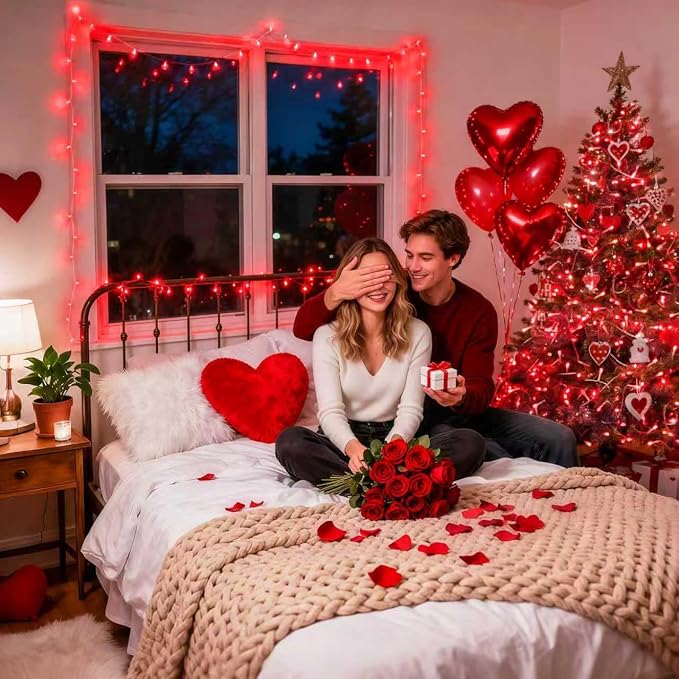 JMEXSUSS 600 LED Red Christmas Lights Outdoor, Red String Twinkle Fairy Lights Indoor Plug in, Valentines Day Lights Clear Wire for Tree Party Christmas Graduation Party Decorations | 168Ft Red Halloween Lights Clear Wire with Remote for Bedroom Room P...