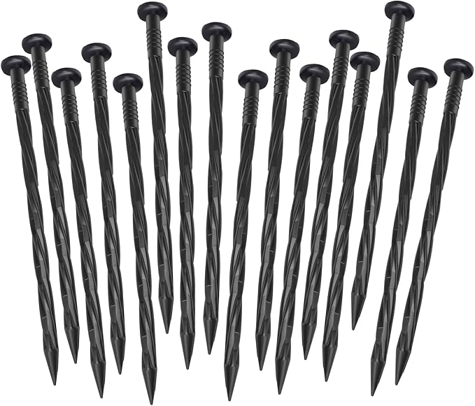 100Pack Plastic Landscape Edging Spikes, 8 Inch Spiral Landscape Anchoring Spikes,Landscape Spikes for Garden Lawn Yard, Paver Edging, Weed Barrier, Artificial Turf & More