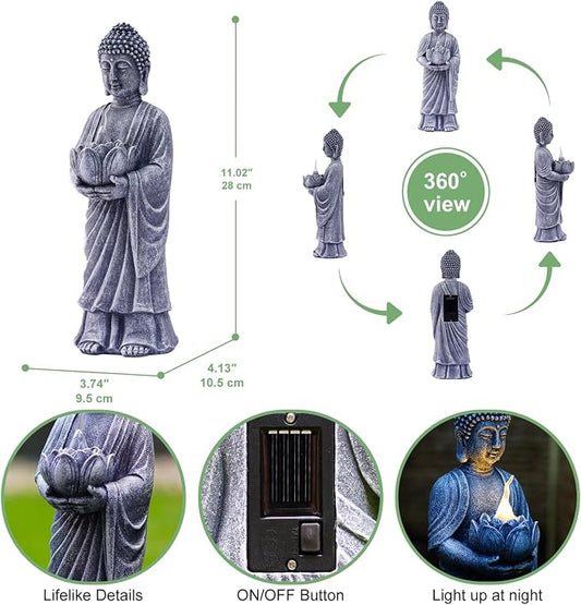 Meditation 11' Buddha Statue Figurine -Buddha with Tea Lights Candle Holder,Gift idea,Zen Garden Yard Lawn Home Decor Meditation Accessories