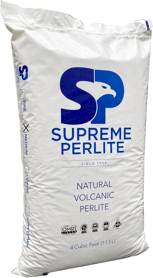 Supreme Perlite Medium Horticultural Grade Expanded Perlite – 4 Cubic Foot – 113 Liters – 103 U.S. Dry Qrts – Indoor & Outdoor Use – OMRI Listed