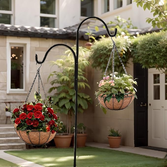 Hanging Baskets for Plants Outdoor(12 inch 4 Pack)- Coconut Coir Hanging Planters Outdoor,Metal Wire Baskets with Coco Liner, Hanging Pots for Plants Indoor, Flower Pots for Railings