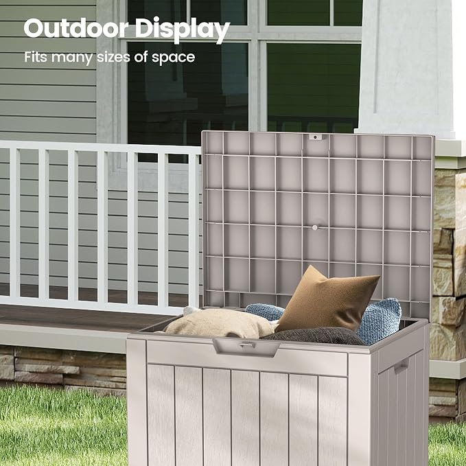 Zapdos 31 Gallon Outdoor Storage Box Deck Box for Indoor and Outdoor Use, Waterproof Resin Storage Bin for Package Delivery Patio Cushions Gardening Tools, Lockable, UV Resistant, Grey