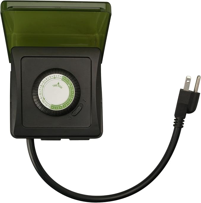 Southwire Woods Outdoor 24-Hour Heavy Duty Mechanical Plug-In Timer - Energy-Saving Control - Dual Grounded Outlets - Programmable Outdoor Timer - Weatherproof Design - Black