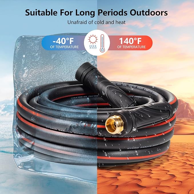 SheeChung Short Garden Hose 2ft x 5/8",Water Hose for Hose Reel Faucet,Lightweight Outdoor Hose with Handle,Flexible,Male to Female Fittings,Heavy Duty Small Leader Hose,3/4"GHT