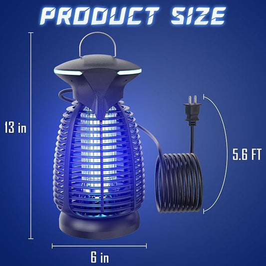 Electric Bug Zapper Outdoor, 4200V Mosquito Zapper with 20W UV Light, Plug-in Insect Killer with Removable Tray, Hanging Fly Trap for Patio, Porch, Backyard, Garage and Indoor Use