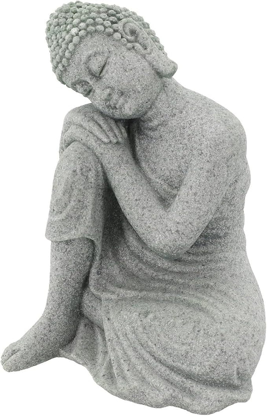 Buddha Garden Statue Sandstone Resin Effect Outdoor and Indoor Yoga Decor for Lawn and Home Weather Resistant for SCULPTURE for Tranquil Zen Landscape Enhancements(S)