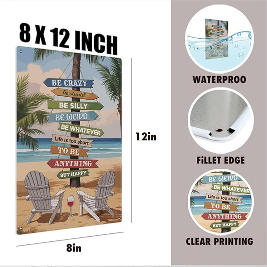 mmiishe vintage metal signs retro home decor surf board decor for bedroom office wall beach wall art beachy room decor home metal gifts for women men 8x12 Inches Birthday Anniversary Decoration