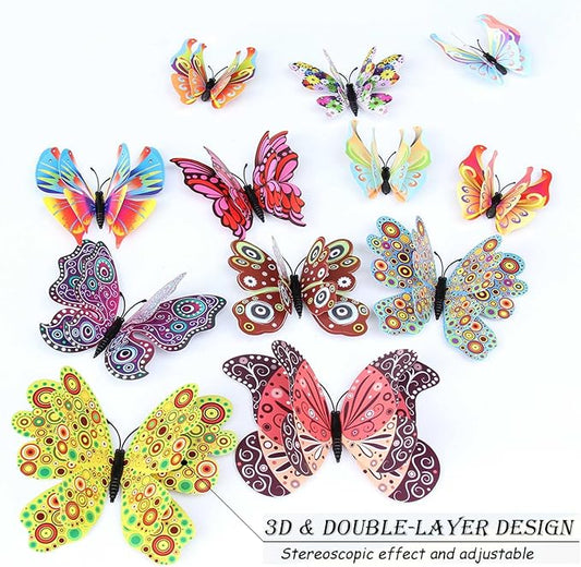 OPSEAM Butterfly Wall Decor 24/48 PCS, 3D Butterflies Stickers for Party Decorations with Magnets (Circl, 48)