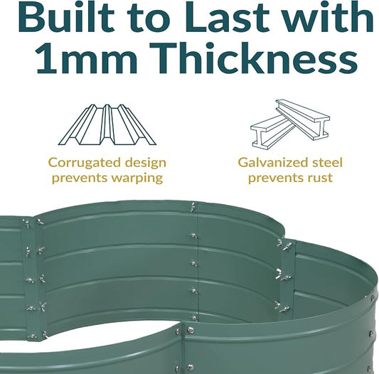 Sunnydaze Galvanized Raised Garden Bed - Outdoor Planter Box for Backyard or Patio - Steel Metal Raised Bed for Gardening Vegetables, Flowers, Herbs - 43 x 43 x 12 in - Green - Clover