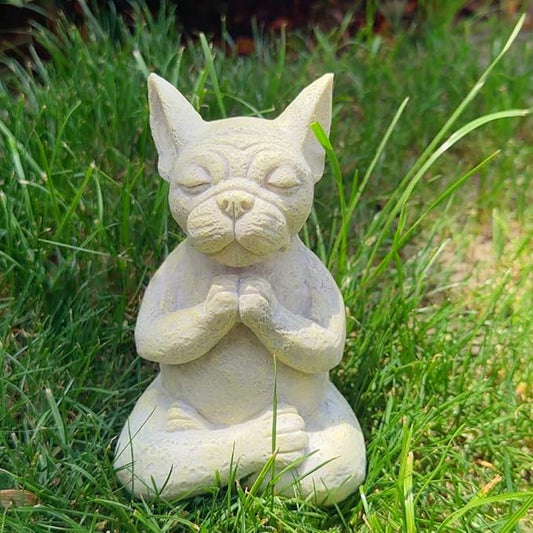 Meditating Dog Statue Buddha - Dog Statue Zen Yoga Relaxed Pose Buddha Meditation Figurine for Flower Beds Indoor Outdoor Lawn Garden Decor Sculpture Home Furnishings