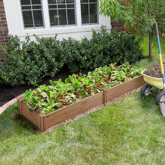 Topeakmart 95 x 25 x 11inches Wooden Elevated Raised Garden Bed 8x2ft Raised Kit Divisible - Garden Planter Boxes for Vegetables Outdoor Outside, Brown